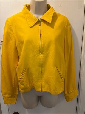 Vintage Ann May 4 lined woven silk Zip-Front Jacket blazer 26-327